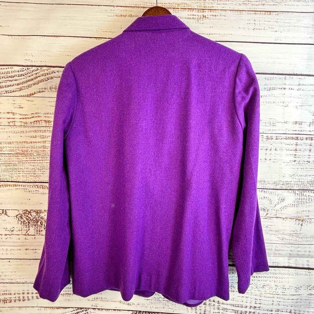 Dark Academia Vintage Donnkenny Blazer Size 10 Purple Wool Blend Herringbone - Picture 6 of 10